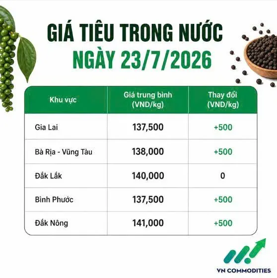 cập nhật giá tiêu 23/7