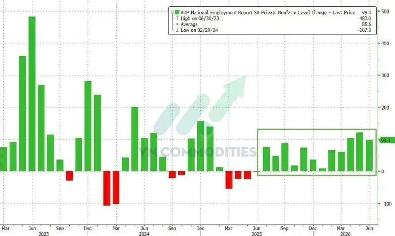 Việc làm khu vực tư nhân tháng 6 tăng 98.000 việc làm.